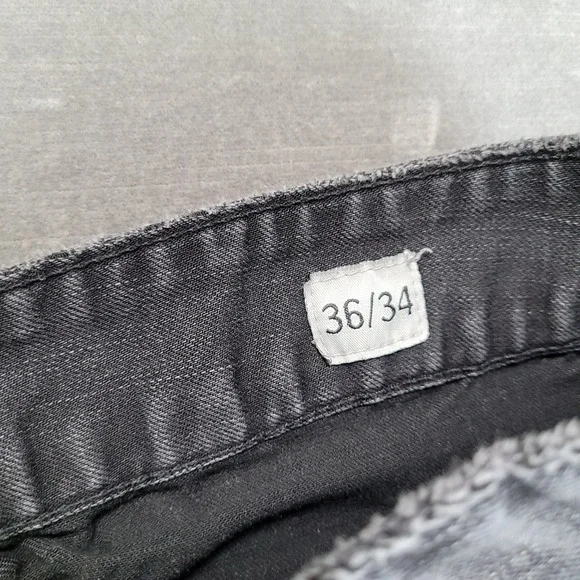 SMOKE RISE Mens Jeans Black Distressed Paint Splatter Moto Style 36x34 - Picture 3 of 7